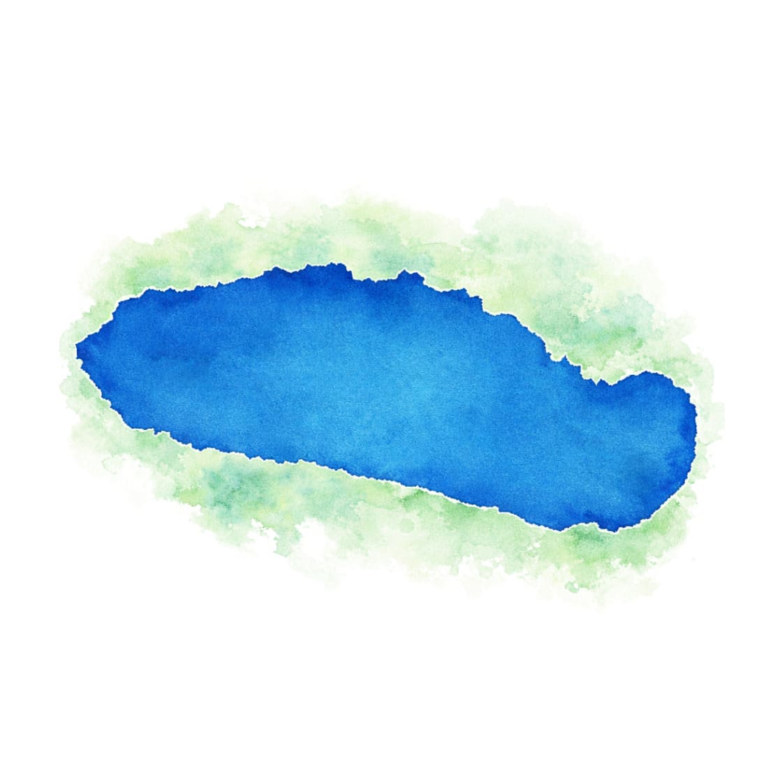 Aquarell Illustration des Kummerower Sees in Mecklenburg-Vorpommern als Schnorchelgewässer